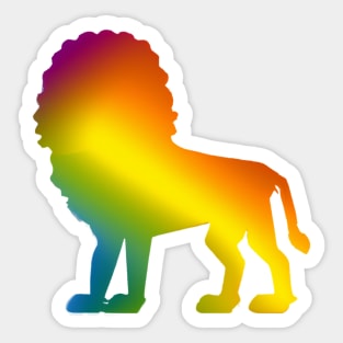 Cute Color Gradient Lion Shape Drawing Sticker